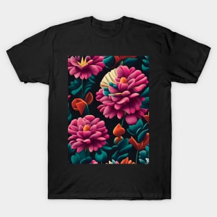 Pink Gold Carnation Abstract Artwork T-Shirt